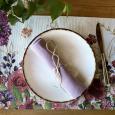 Linen Napkin with contrasting edging from French natural linen, vintage style "Lavandula"