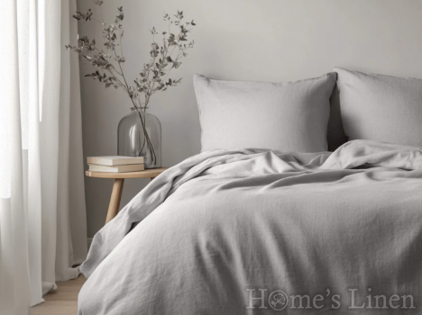Спален комплект от 100% Френски пран лен 185гр/кв.м. "Каменно сиво", Natural Linens Collection Спален комплект от 100% Френски пран лен 185гр/кв.м. "Каменно сиво", Natural Linens Collection