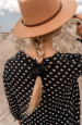 Ластик за коса 100% естествена коприна стил Scrunchie "Black" стандартен размер