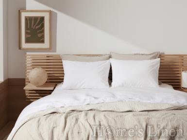 Премиум спален комплект перкал, 100% Египетски памук 400ТС "Home" White, Premium Collection