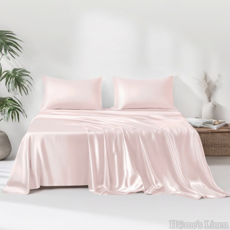 Премиум спален комплект 100% естествена коприна от копринени буби Royal Silk Mulberry Collection 22 Momme 6A Grade, Light Pink
