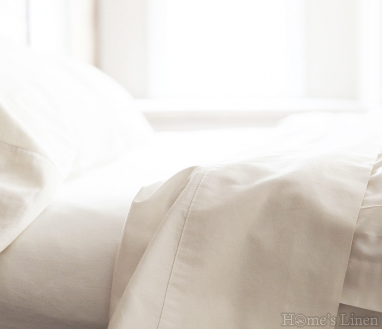 Premium Bed Linen Set Cotton Sateen, 100% Cotton 300TC "Plain" Mineral Blue, PremiumCollection