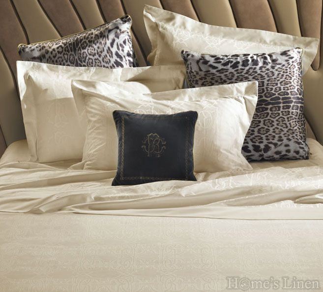 Премиум спален комплект памучен сатен жакард, 100% памук "Logo" Roberto Cavalli