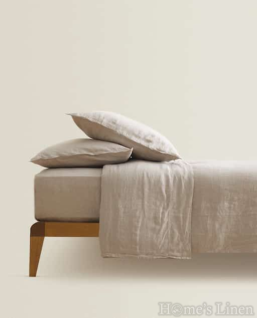 Fitted Sheets 100% Natural Len "Oats Beige", Natural Linens Collection