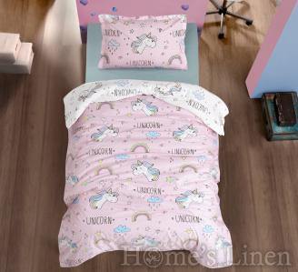 Kid's Bed Linen Set 3 parts 100% cotton  "Unicorn" Pink