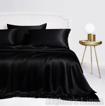 Премиум спален комплект 100% естествена коприна от копринени буби Royal Silk Mulberry Collection 19 Momme 6A Grade, Black