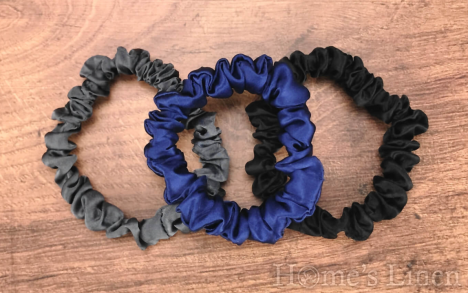 Ластик за коса 100% естествена коприна стил Scrunchie "Navy" размер Скини