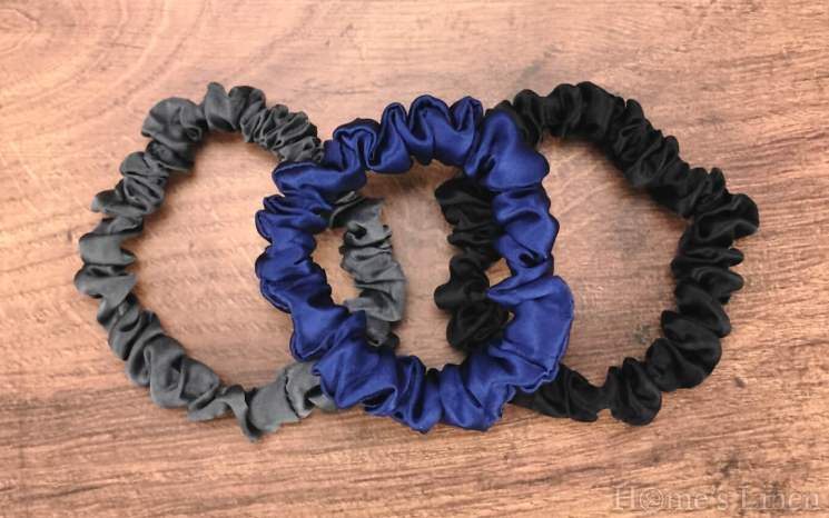 Scrunchie 100% Natural Silk, Skinny size "Navy", EM&EVE