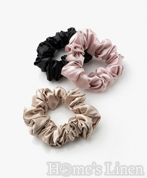 Ластик за коса 100% естествена коприна стил Scrunchie "Sand" размер Скини, EM&EVE