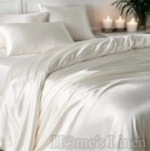 Премиум спален комплект 100% естествена коприна от копринени буби Royal Silk Mulberry Collection 22 Momme 6A Grade, Ivory