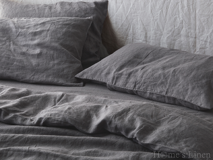 Flat Sheet 100% Natural Len "Steel Gray", Natural Linens Collection