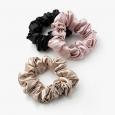 Scrunchie 100% Natural Silk, Skinny size with ribbon"Roseward Vintage", EM&EVE 