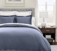 Premium Bed Linen Set Cotton Sateen, 100% Cotton 300TC "Plain" Mineral Blue, PremiumCollection