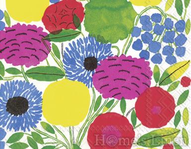 Дизайнерски салфетки на шарени цветя 20бр "Sitruunappu" Marimekko, IHR