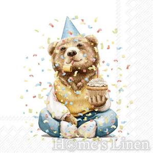 Holiday Designer Paper Napkins for Birth Days 20 pcs "Happy Teddy", IHR 