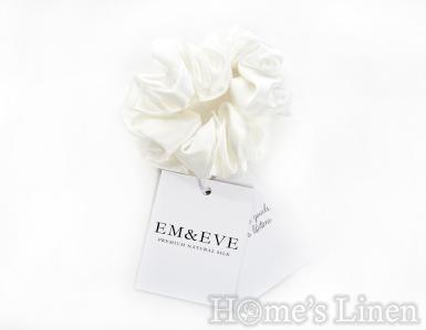 Ластик за коса 100% естествена коприна стил Scrunchie "Ivory" стандартен размер, EM&EVE
