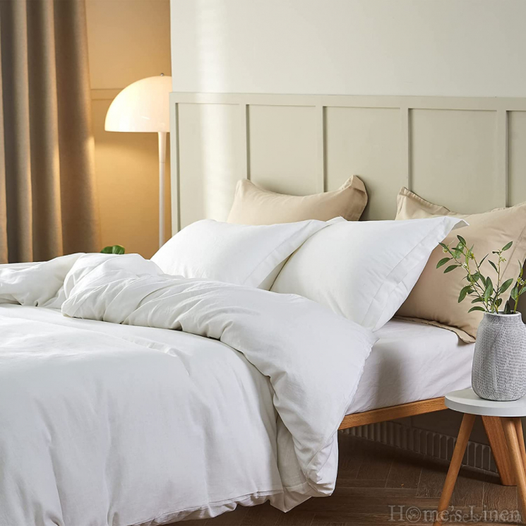 Premium Bed Linen Set Cotton Sateen, 100% Cotton 300TC, "Plain" White, Premium Collection