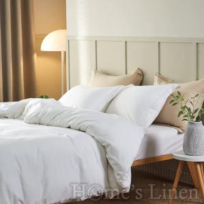 Луксозен спален комплект памучен сатен, 100% памук 300 нишки, "Plain" White, Premium Collection