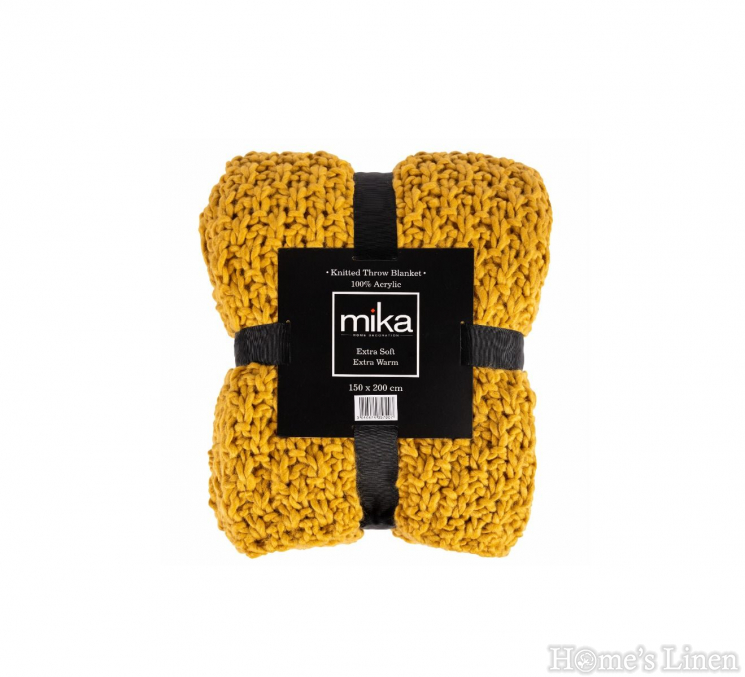 Одеяло с едра плетка "Yellow", Chuncky Knitted Collection, Mika