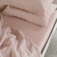 Долен чаршаф с ластик 100% Френски пран лен 165гр/кв.м. "Бледо розово", Natural Linens Collection