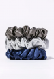 Gift Set 3pcs. Scrunchie 100% Natural Silk, Skinny size, 19 Momme 6A Grade стил Scrunchie "Northern Lights"