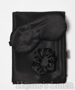 Подаръчен комплект от 3 части естествена коприна Mulberry Collection 19 Momme 6A Grade "Experience Silk" Black