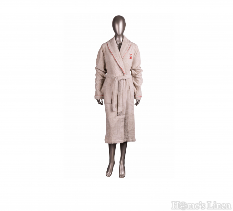 Bathrobe with collar and contrasting edges 100% cotton "Benetton", Benetton Casa