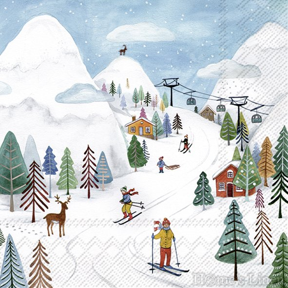 Празнични дизайнерски салфетки със скьори 20бр. "Winter Joy", IHR