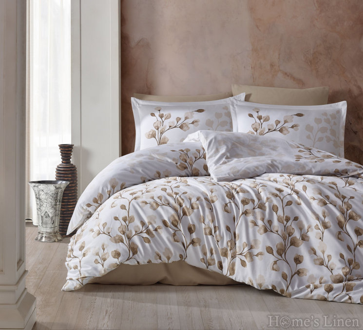 Copy of Copy of Copy of Copy of Copy of Bed Linen set cotton sateen, 100% cotton "Marsela" V6 Dark Brown, MIKA