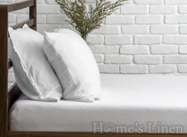 Долен чаршаф с ластик 100% Френски пран лен 165гр/кв.м. "Арктика", Natural Linens Collection