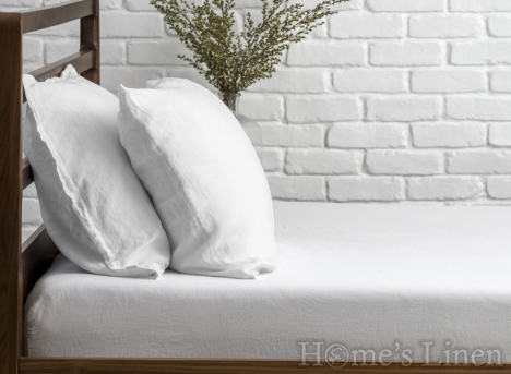 Долен чаршаф с ластик 100% Френски пран лен 165гр/кв.м. "Арктика", Natural Linens Collection