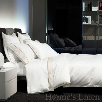 Луксозен спален комплект от памучен сатен 300TC, 100% памук с дълга нишка "Signoria Firenze Luna White Ivory Taupe"