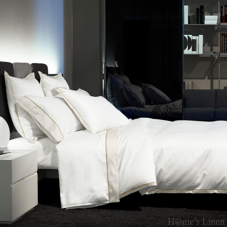 Луксозен спален комплект от памучен сатен 300TC, 100% памук с дълга нишка "Signoria Firenze Luna White Ivory Taupe"