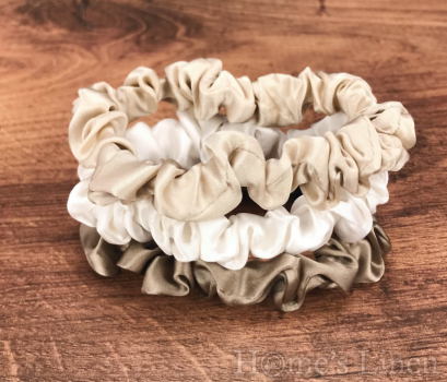 Ластик за коса 100% естествена коприна стил Scrunchie "Nude" размер Скини, EM&EVE