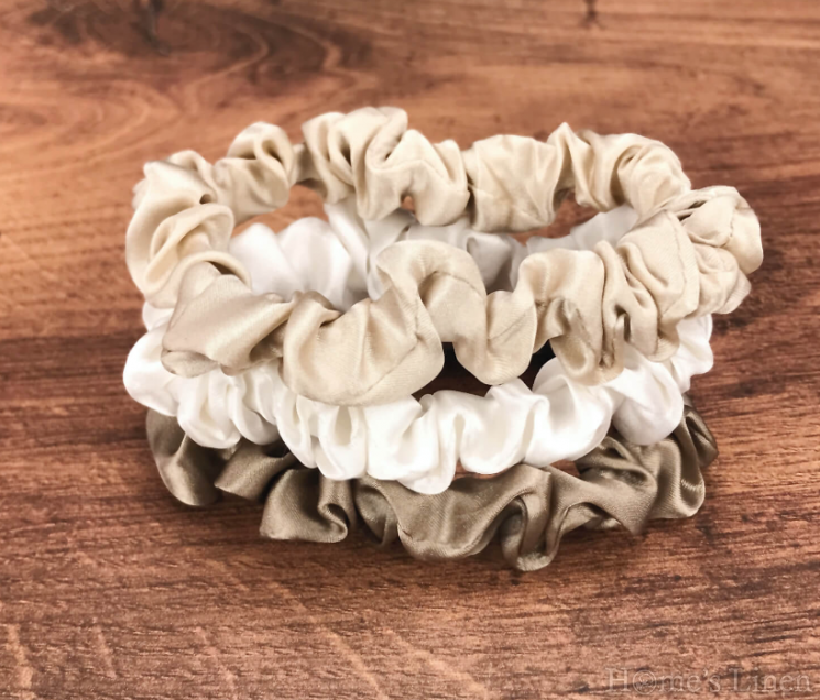 Scrunchie 100% Natural Silk, Skinny size "Nude", EM&EVE