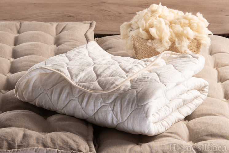 Autumn-Winter duvet cover with linen 100% Merino wool "Cuddle Nature Linen Dual", the Woolland
