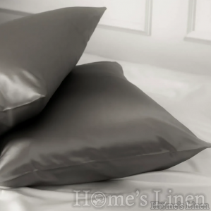 Комплект от 2бр. двулицеви калъфки за възглавница от естествена коприна от копринени буби Double Silk Style, Royal Silk Mulberry Collection 22 Momme 6A Grade, Dark Grey