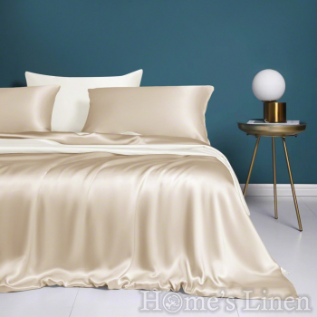 Премиум спален комплект 100% естествена коприна, "Royal Silk" Collection, нюд