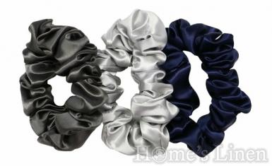 Ластик за коса 100% естествена коприна стил Scrunchie "Anthracite" стандартен размер, EM&EVE