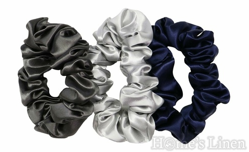 Scrunchie 100% Natural Silk, Skinny size "Silver Grey", EM&EVE