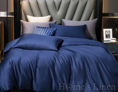 Еднолицев спален комплект памучен сатен, 100% памук тъмно синьо "Sapphire" , Classic Collection