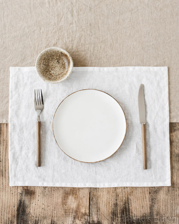 Copy of Linen Napkin with contrasting edging from French natural linen, vintage style "Alaska"