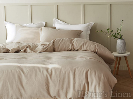Луксозен спален комплект памучен сатен, 100% памук 300 нишки, "Plain" Cappuchino, Premium Collection