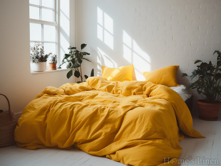 Bed Linen Set 100% natural linen "Turmeric", Natural Linens Collection