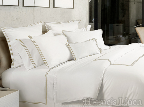 Луксозен спален комплект от памучен сатен 300TC, 100% памук с дълга нишка "Signoria Firenze Nettuno White Taupe" Луксозен спален комплект от памучен сатен 300TC, 100% памук с дълга нишка "Signoria Firenze Nettuno White Taupe"