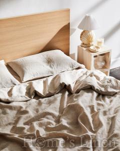 Спален комплект от 100% Френски пран лен 165гр/кв.м. "Овес беж", Natural Linens Collection